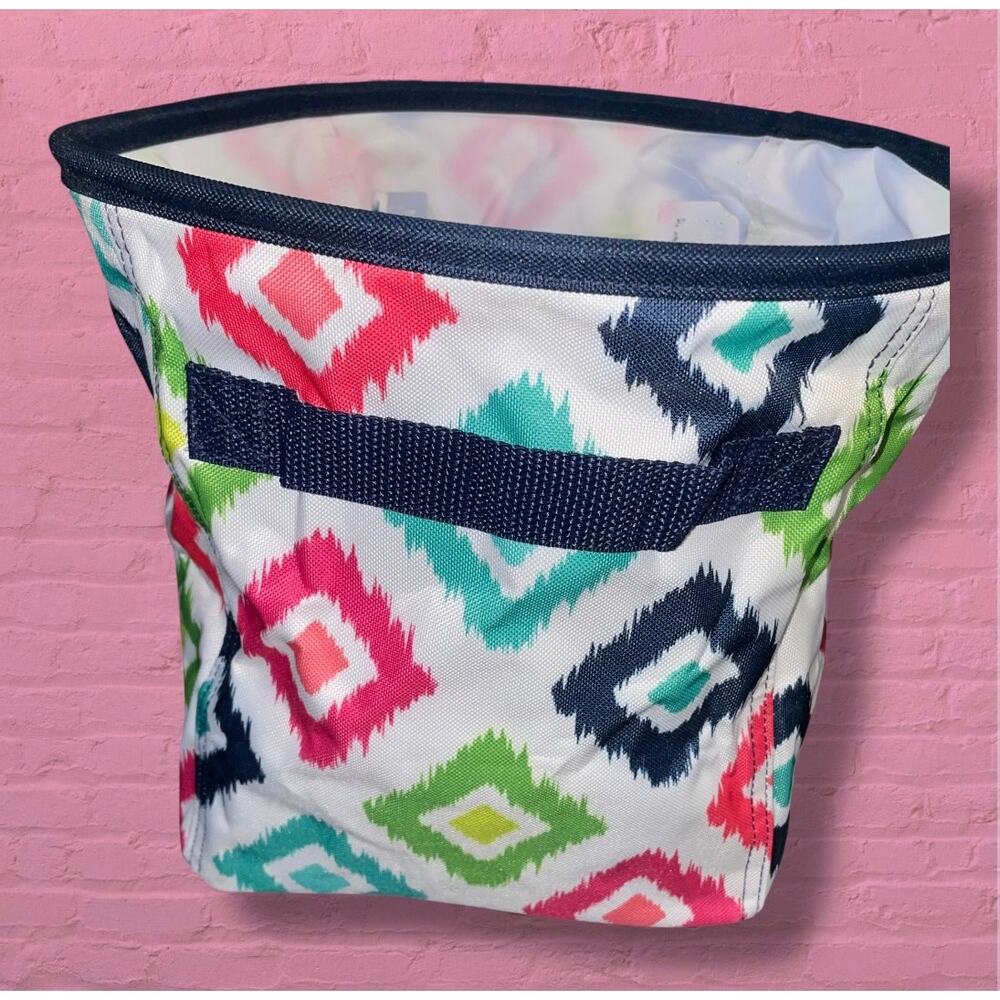 Thirty-One Mini Storage Bin Candy Corners Bloom Retired 8639A Navy Pink 11" Gift